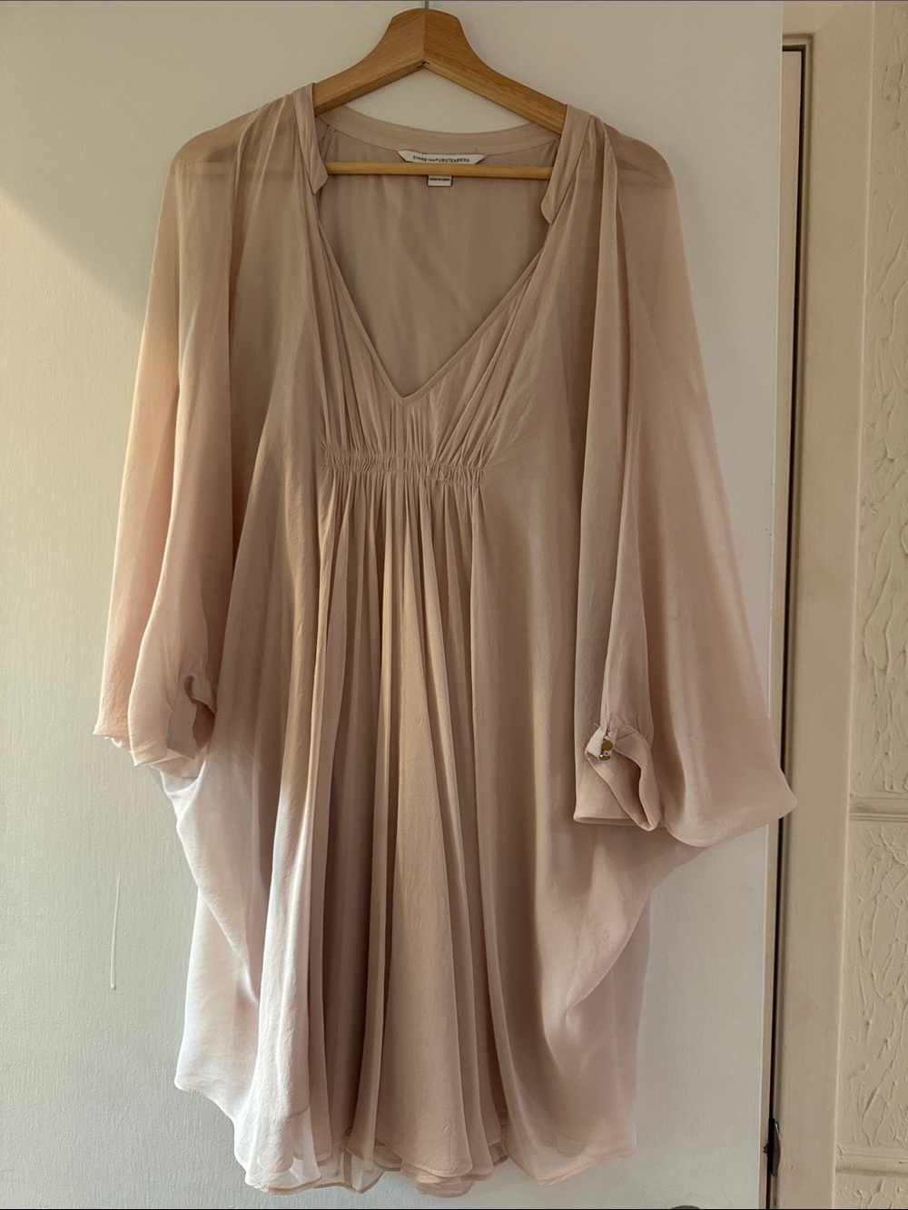 Diane Von Furstenberg Blush Taupe Chiffon Midi Dress